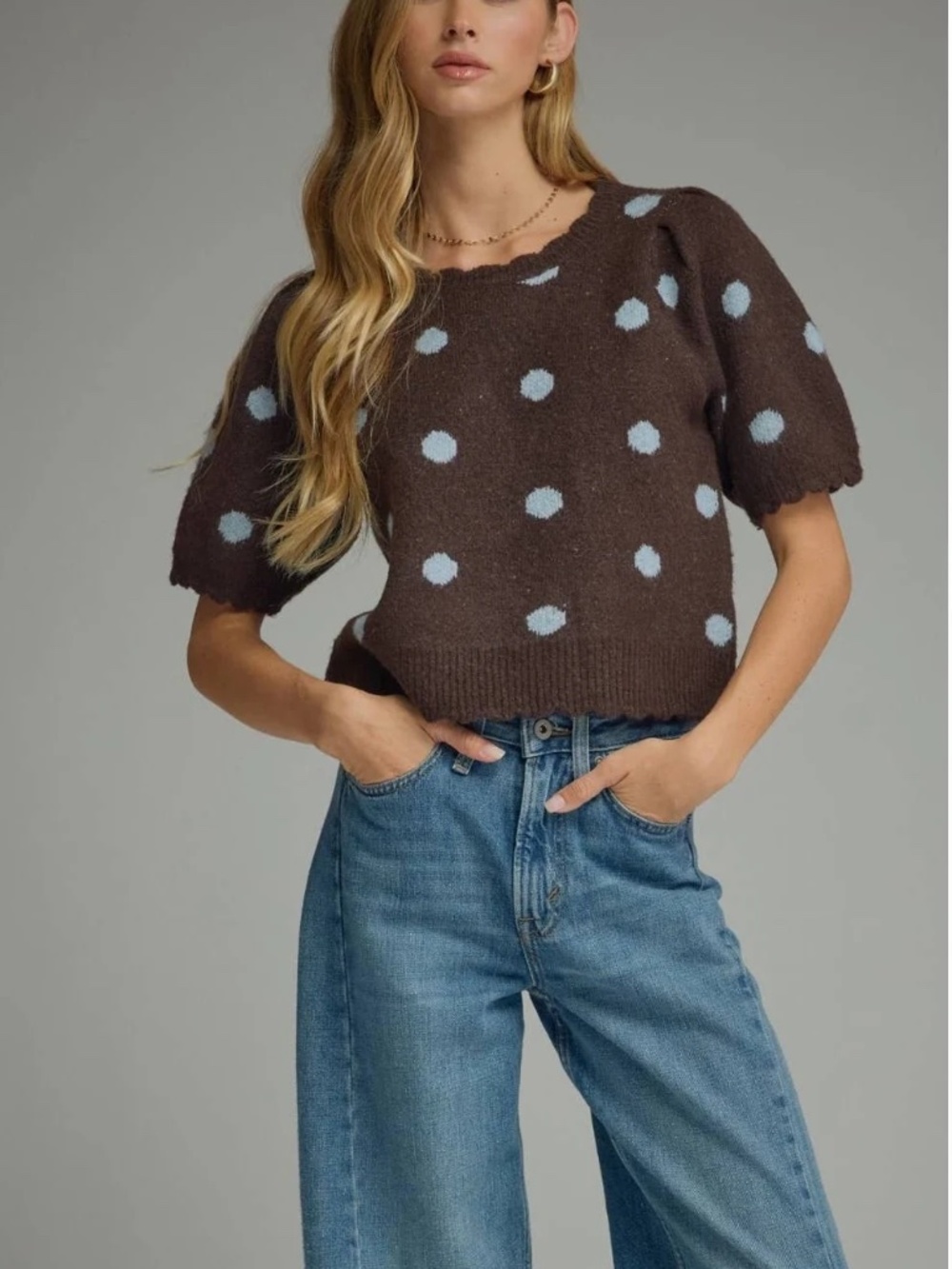 NWT Polka Dot Puff Sleeve Sweater